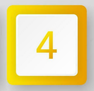 A picture of the number 4 written in yellow, on a white background with a yellow border