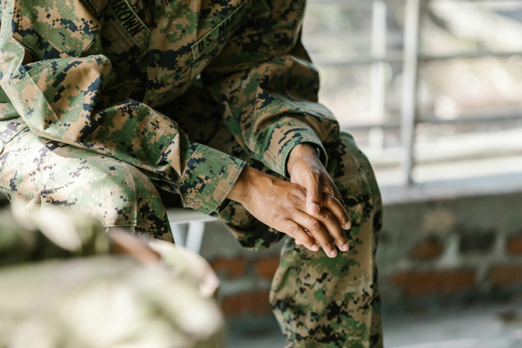 Detail view of a soldier